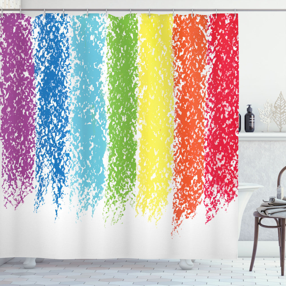 Vibrant Pastel Painting Shower Curtain in Rainbow Multicolor Palette