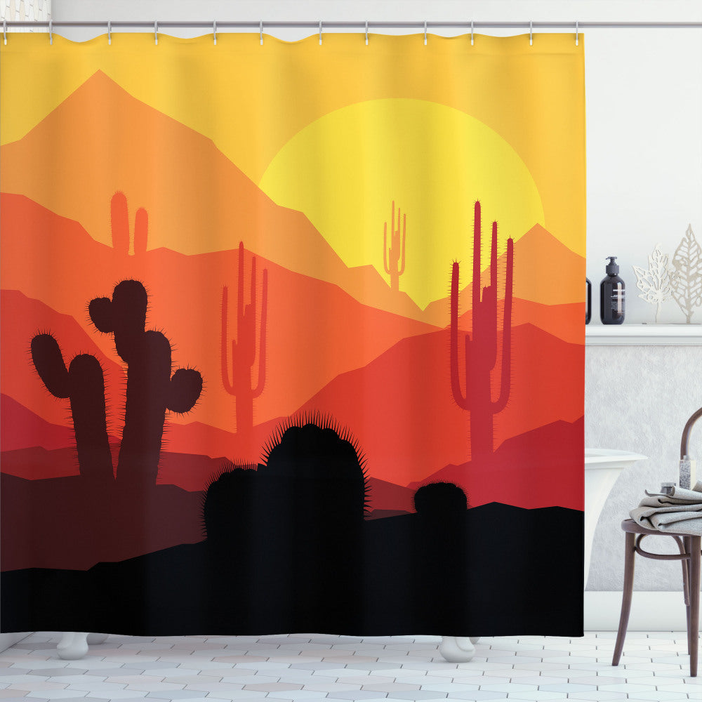 Western Cactus Silhouettes Arizona Multicolor Shower Curtain