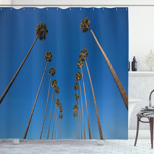 Sweet Summertime Vibes: Palm Tree Inspired Bath Curtain in Vibrant Green and Blue