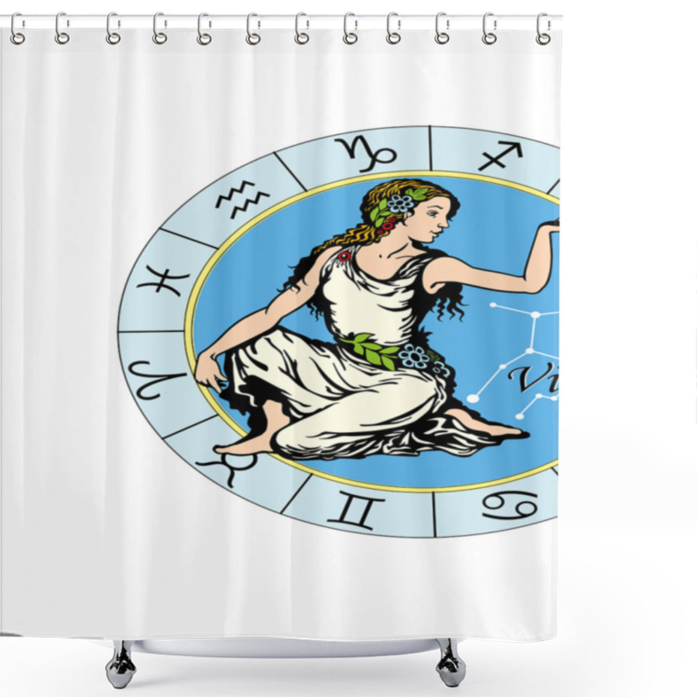 Virgo Woman Holding Hand Multicolor Shower Curtain