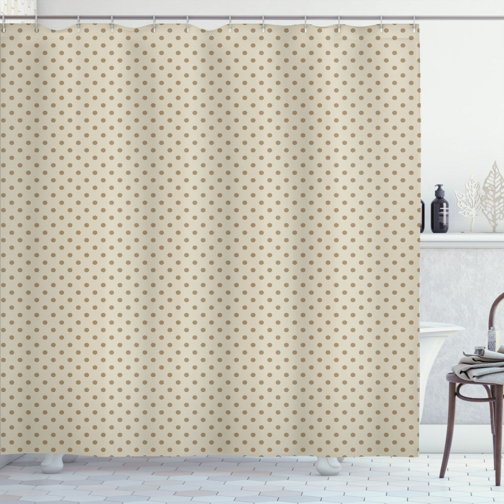 Classic Retro Polka Dot Print Beige and Tan Shower Curtain