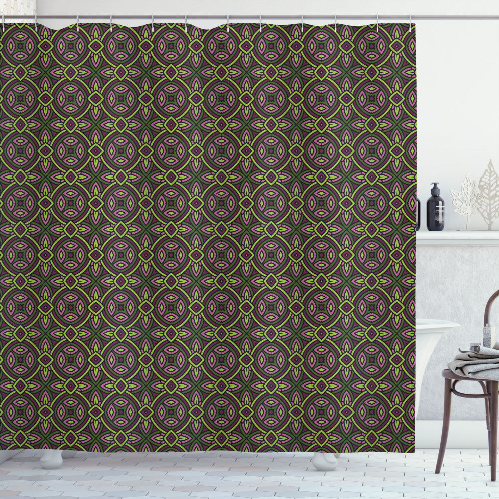 Vintage Floral Ethnic Celtic Purple and Green Shower Curtain