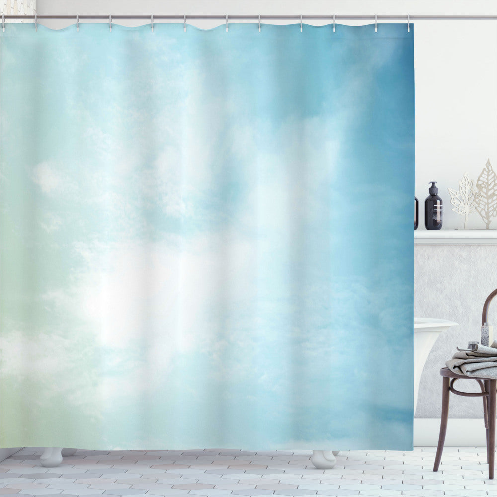 Blue Pale Green Foggy Mystical Sky Shower Curtain