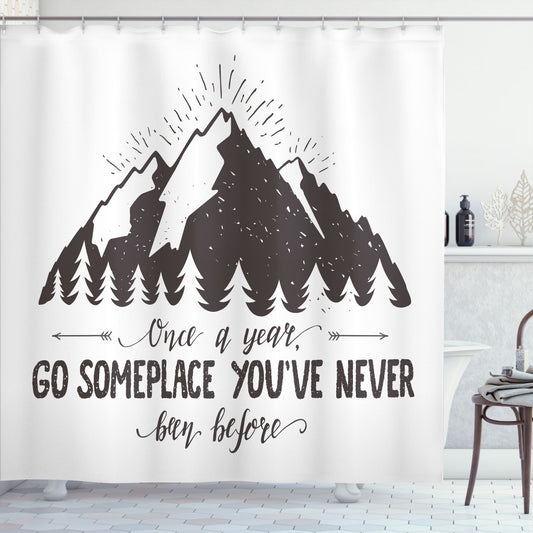 Wanderlust Inspired: Charcoal Grey and White Shower Curtain