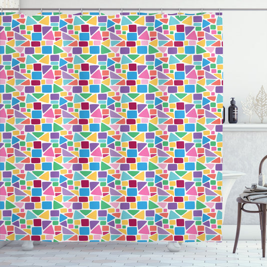 Vibrant and Multicolored Abstract Mosaic Tile Shower Curtain