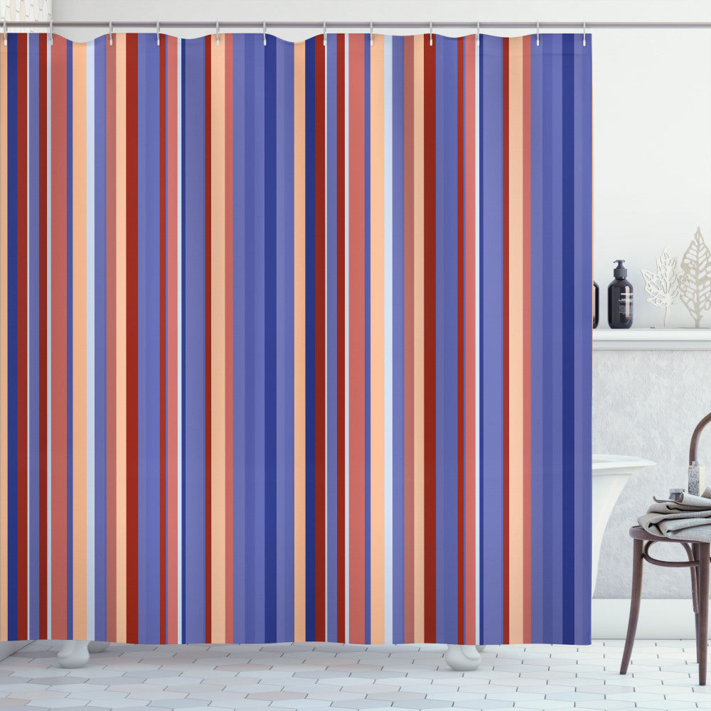 Abstract Gradient Color Stripes in Violet Blue, Salmon, Peach and Red - Shower Curtain