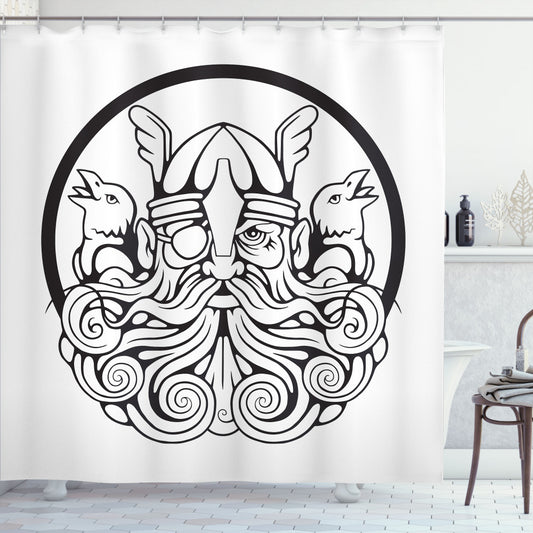 Black and White Crow Odin Eye Patch Design Shower Curtain