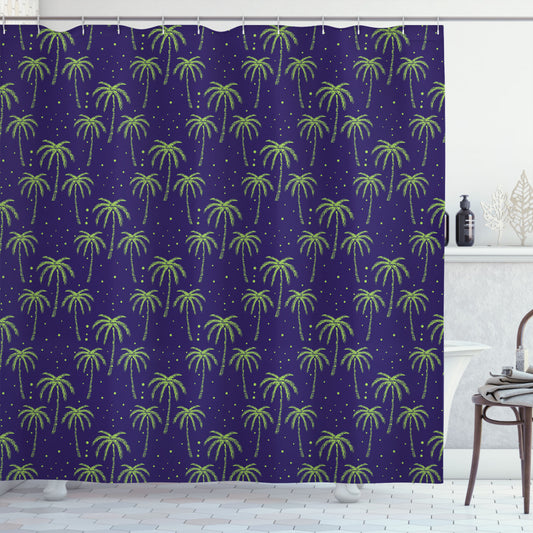 Tropical Lime Green and Indigo Jungle Shower Curtain for Summer Season