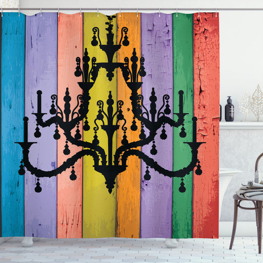 Vintage Multicolor Wooden Planks Shower Curtain