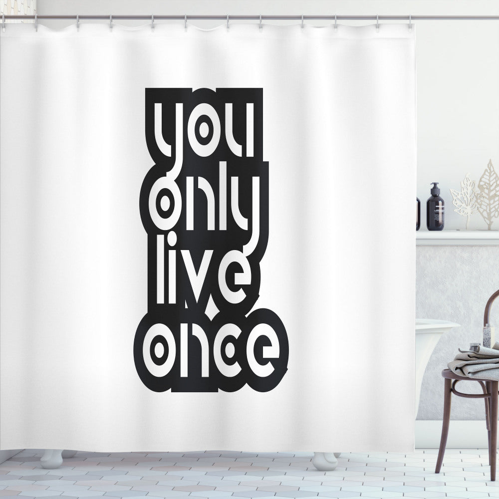 YOLO Inspirational White and Black Shower Curtain: A Modern Popular Phrase Reimagined