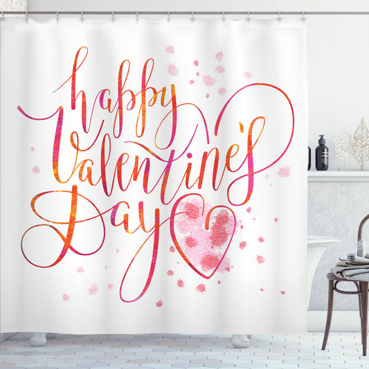 Vintage Valentine Multicolor Warm Calligraphy Shower Curtain