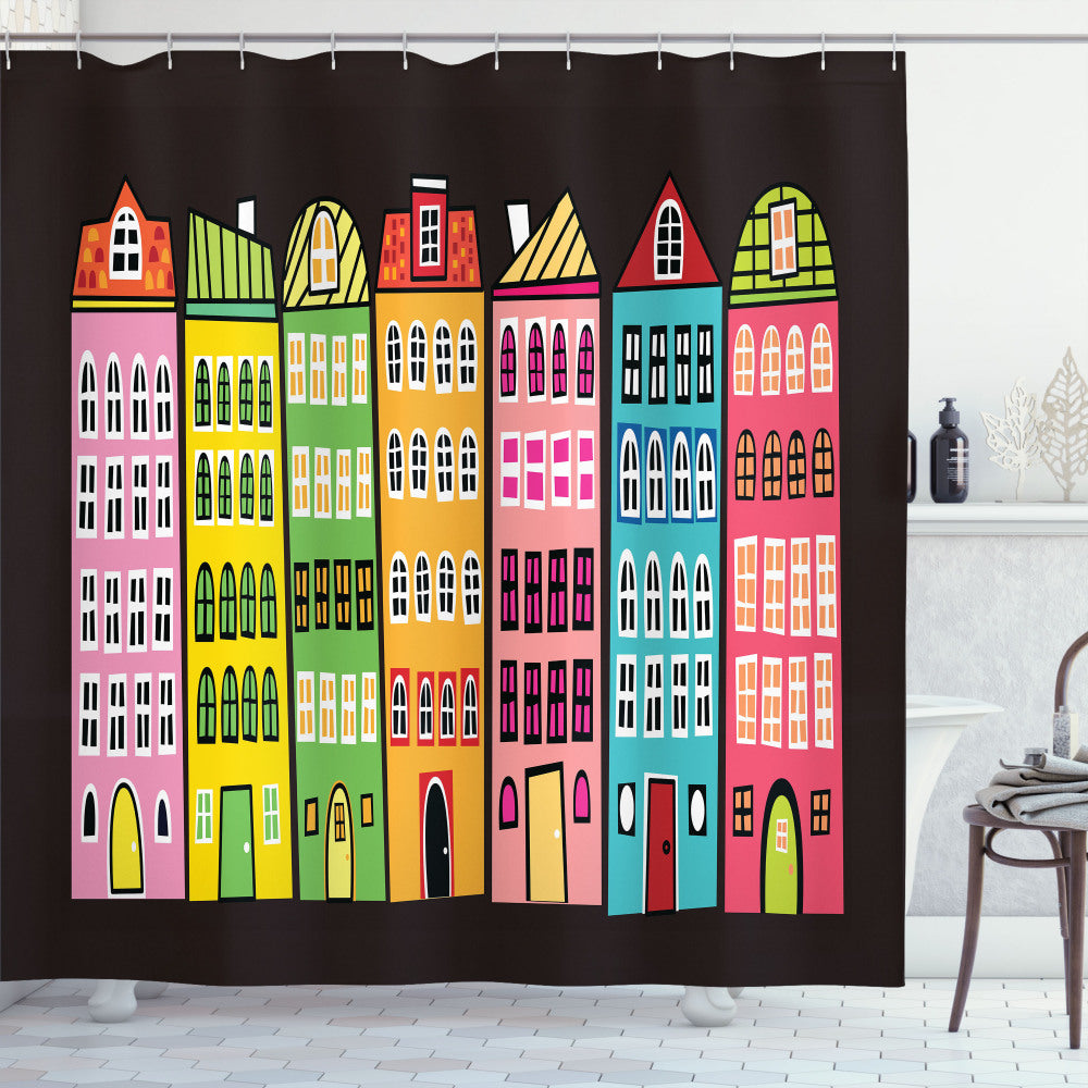 Vibrant European Apartments: Multicolor Shower Curtains Collection