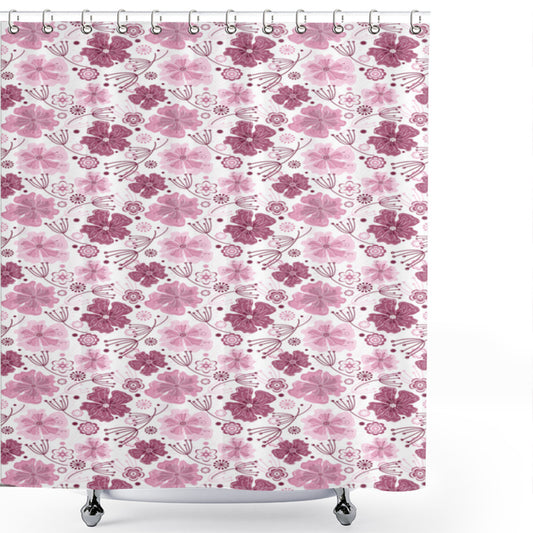 Baroque-Inspired Nature: Purple, Dried Rose, Pale Pink, and White Shower Curtain