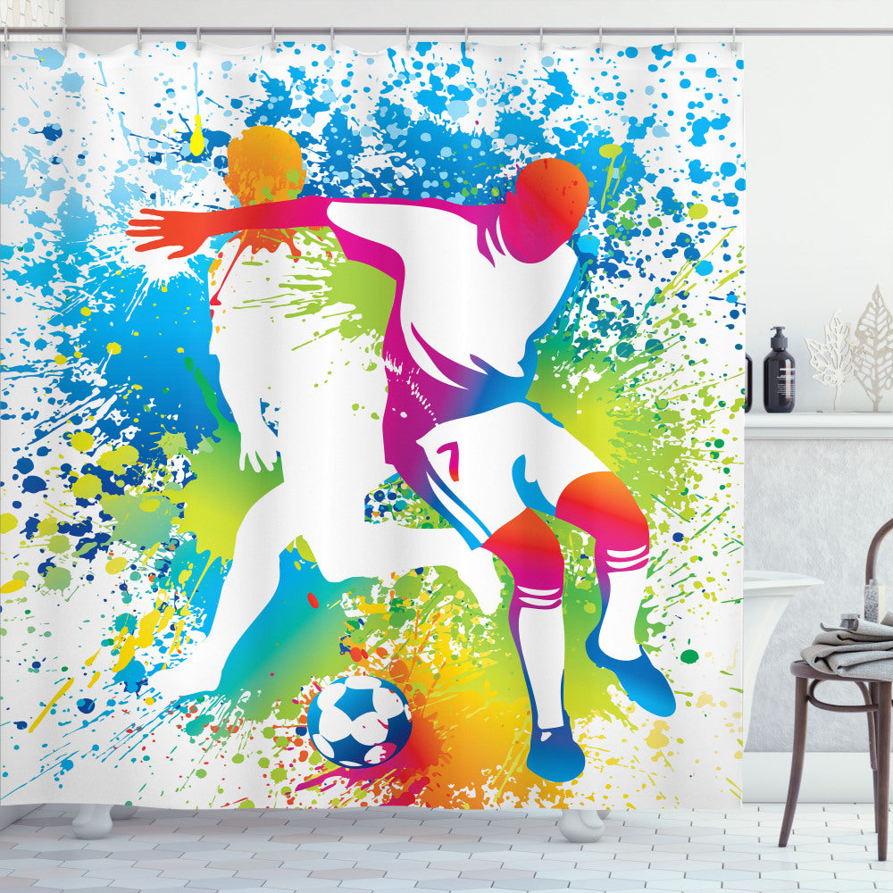 Youth Football Players in Multicolor - Vibrant Shower Curtain