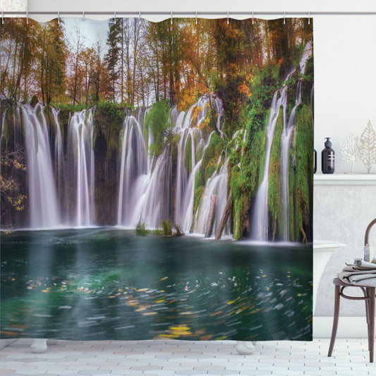 Captivating Multicolor Lakes of Europe: Stunning Nature Photography from Croatia, featuring Shower Curtains