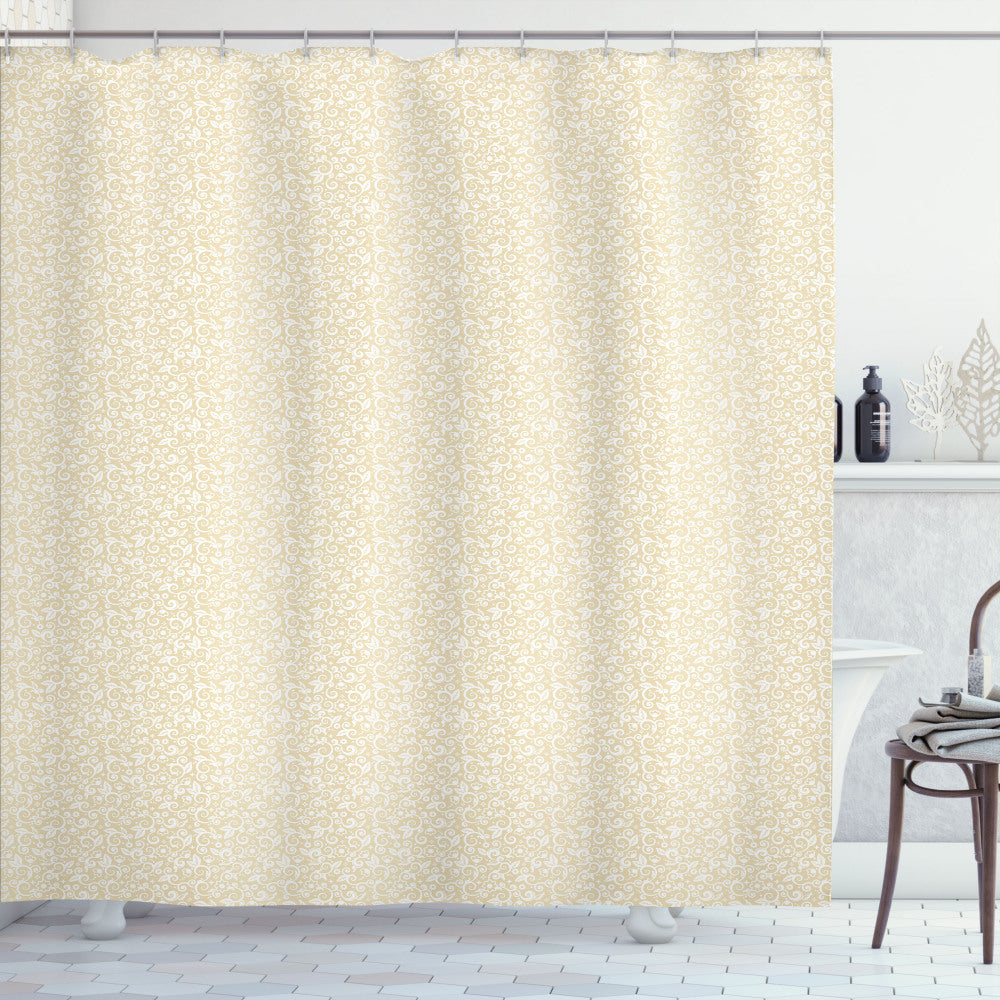 Vintage-inspired Romantic Floral Shower Curtain in Beige and White