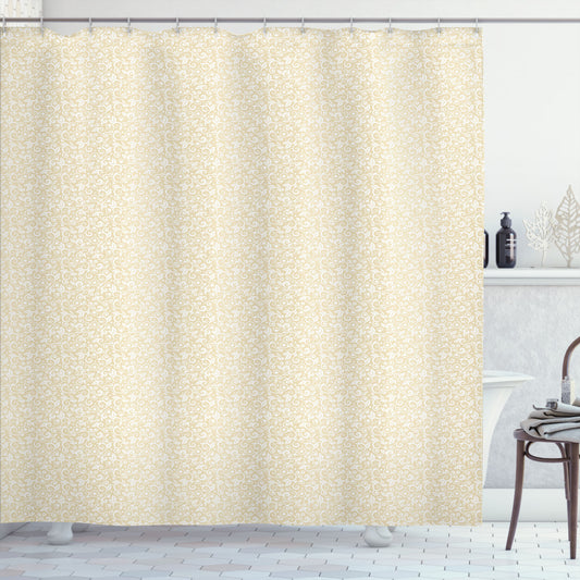 Vintage-inspired Romantic Floral Shower Curtain in Beige and White