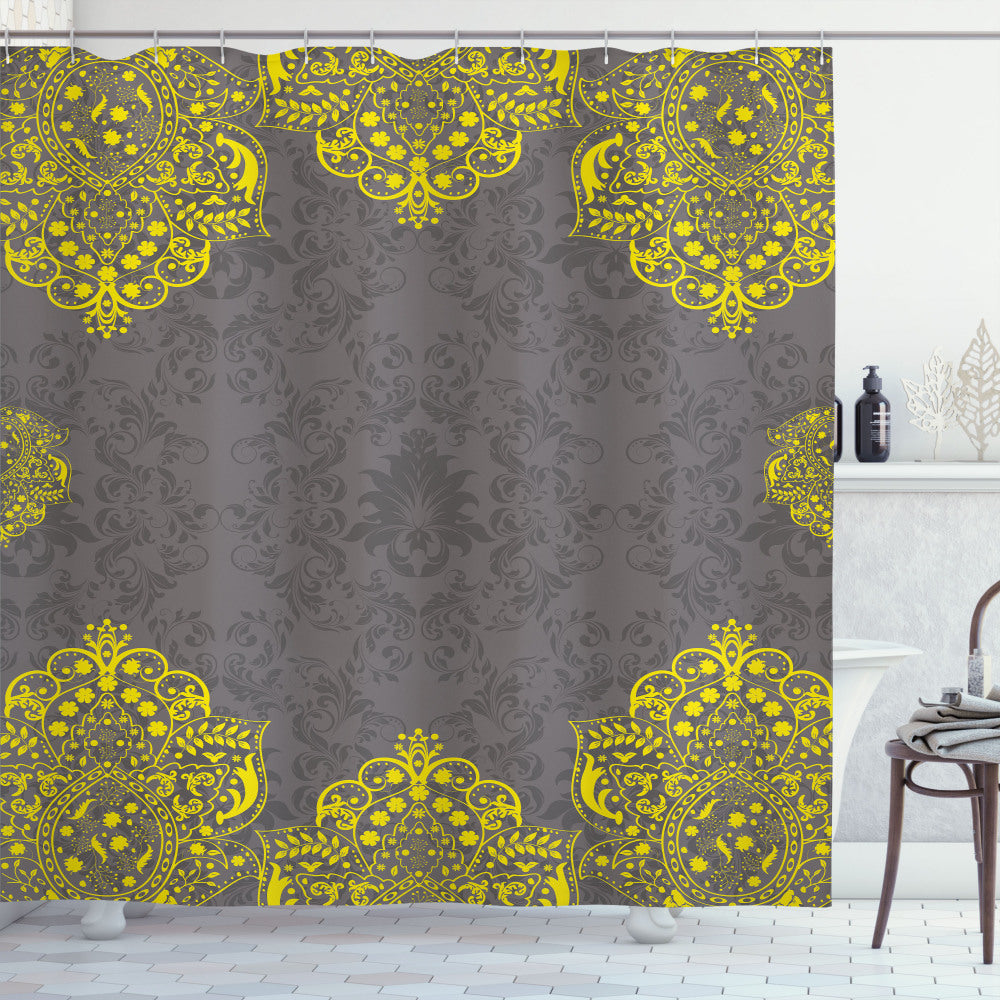 Yellow and Grey Floral Shower Curtain - Optimal Title Optimization