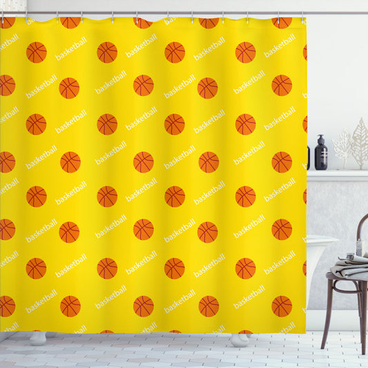 Colorful Basketball Themed Athletics Fun Match Shower Curtain