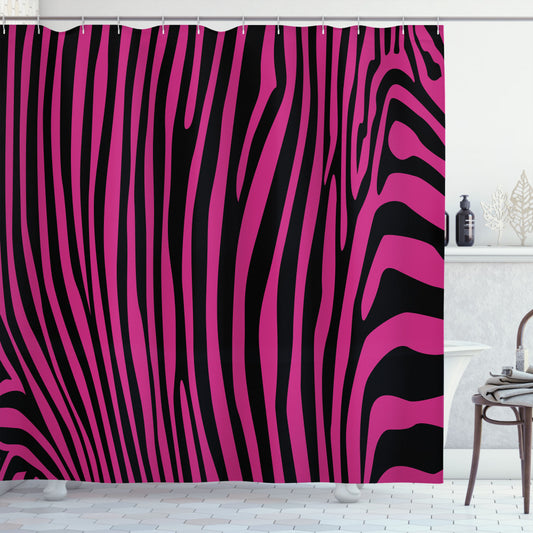 Boho Animal Fusion: Pink Zebra, Hot Pink, and Black Shower Curtain