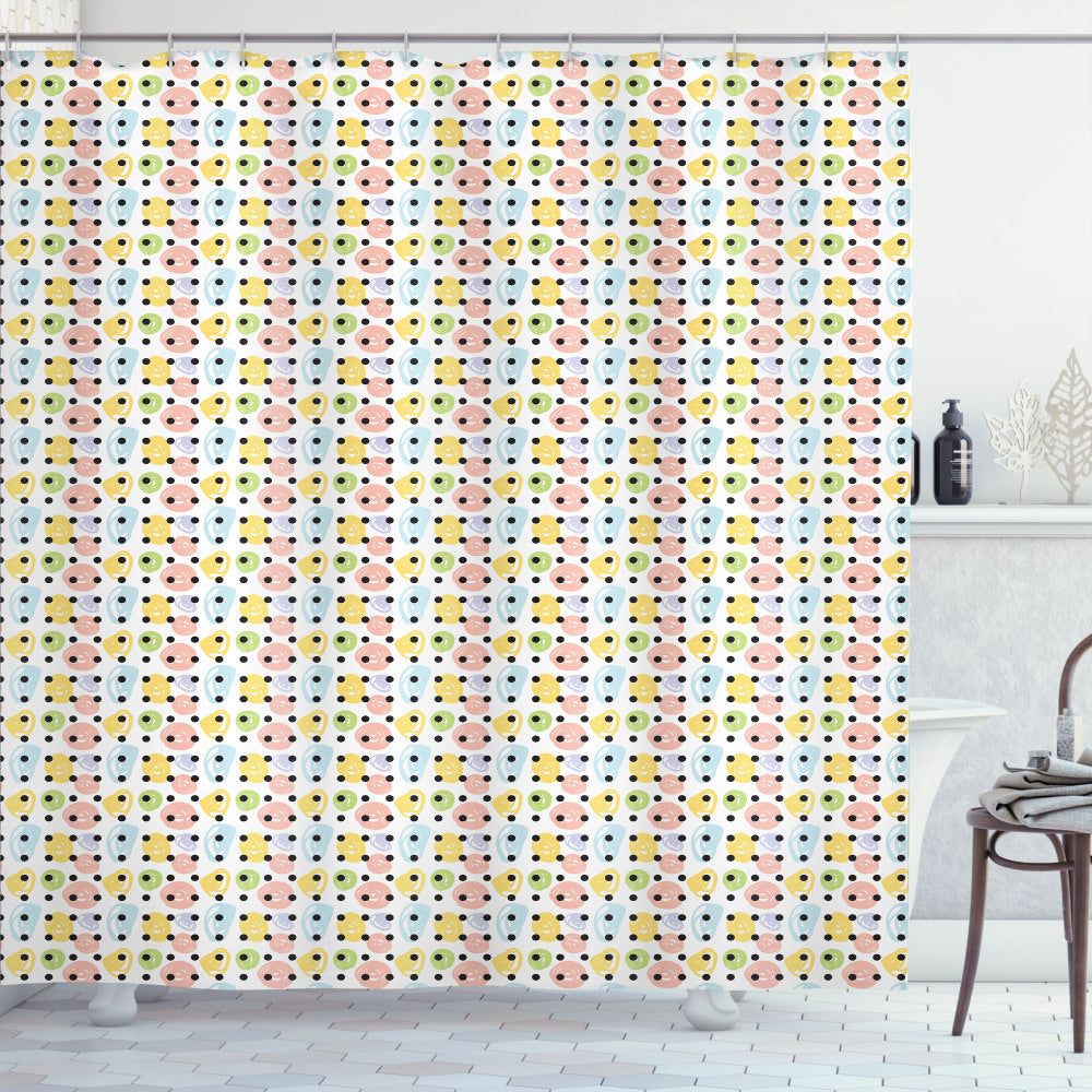 Abstract Multicolor Polka Dot Scribble Rounds Bath Curtain