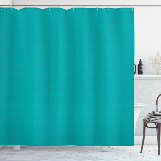 Abstract Sea Blue and Teal Monochrome Meander Pattern Shower Curtain