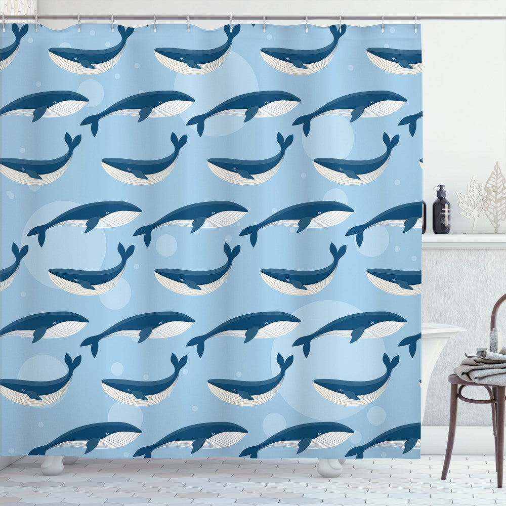 Cartoon Whale Nautical Custom Shower Curtains