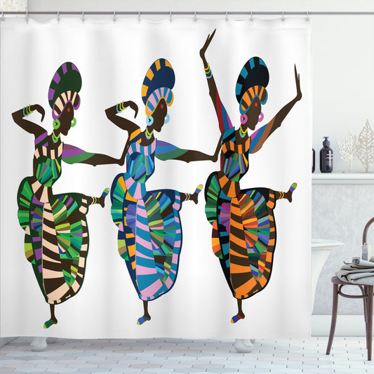 African-Inspired Dance Multicolor Shower Curtain: Elevate Your Bathroom Decor