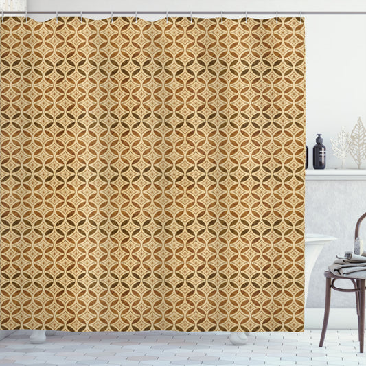 Vintage Caramel and Beige Celtic Style Circles Shower Curtain