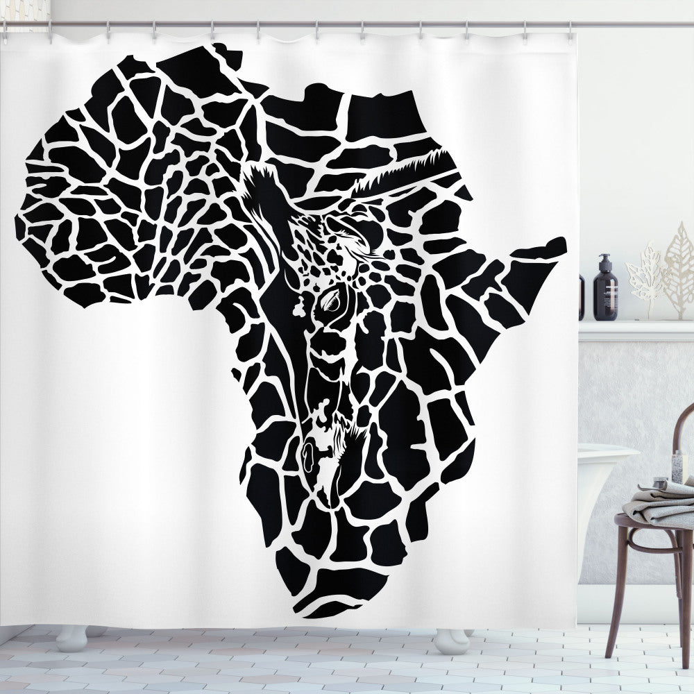 Wild Map Safari Shower Curtain in White and Black