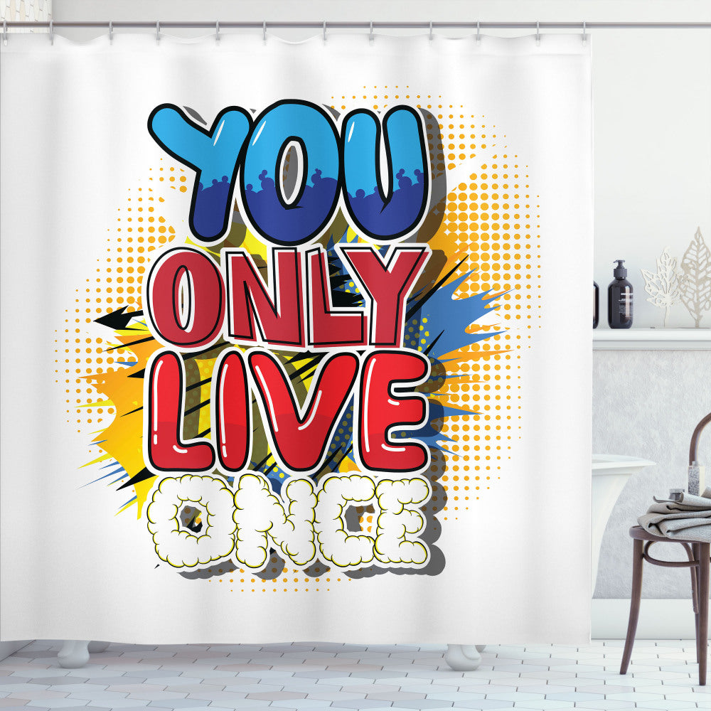 Cartoon Style Life Message Custom Shower Curtains