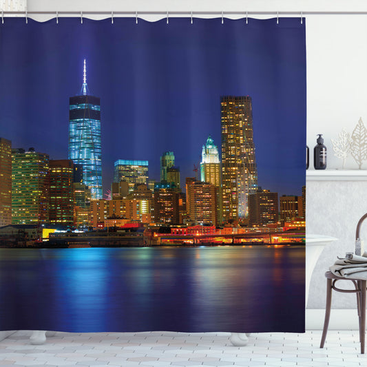 Urban Multicolor Manhattan Sunset Skyline Shower Curtain