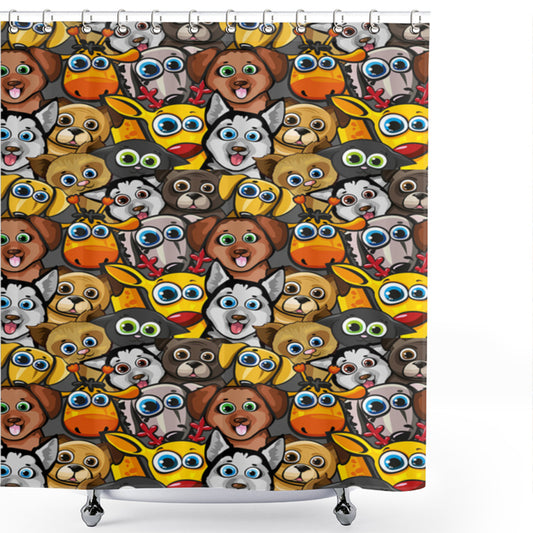 Zoo-Inspired Multicolor Animal Cartoon Pattern Shower Curtain