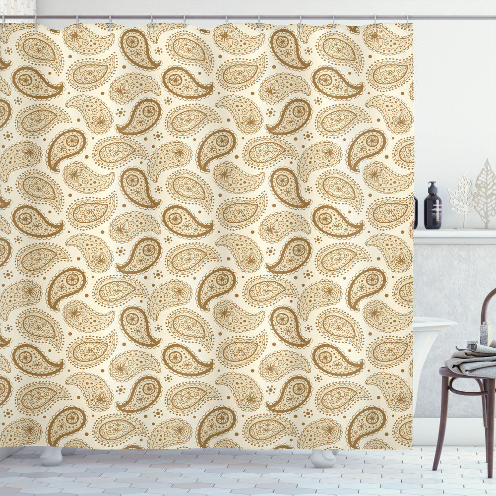 Beige and Cream Paisley Oriental Persian Shower Curtain