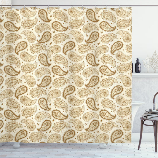 Beige and Cream Paisley Oriental Persian Shower Curtain