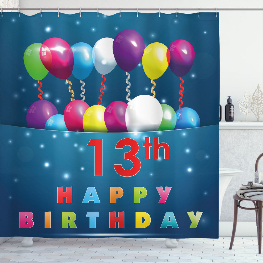 Colorful 13th Birthday Celebration: Unveiling the Joyful Surprise Bath Curtain Event