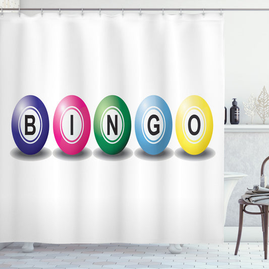 Colorful 3D Balls Shower Curtain - Bingo Multicolor White Design