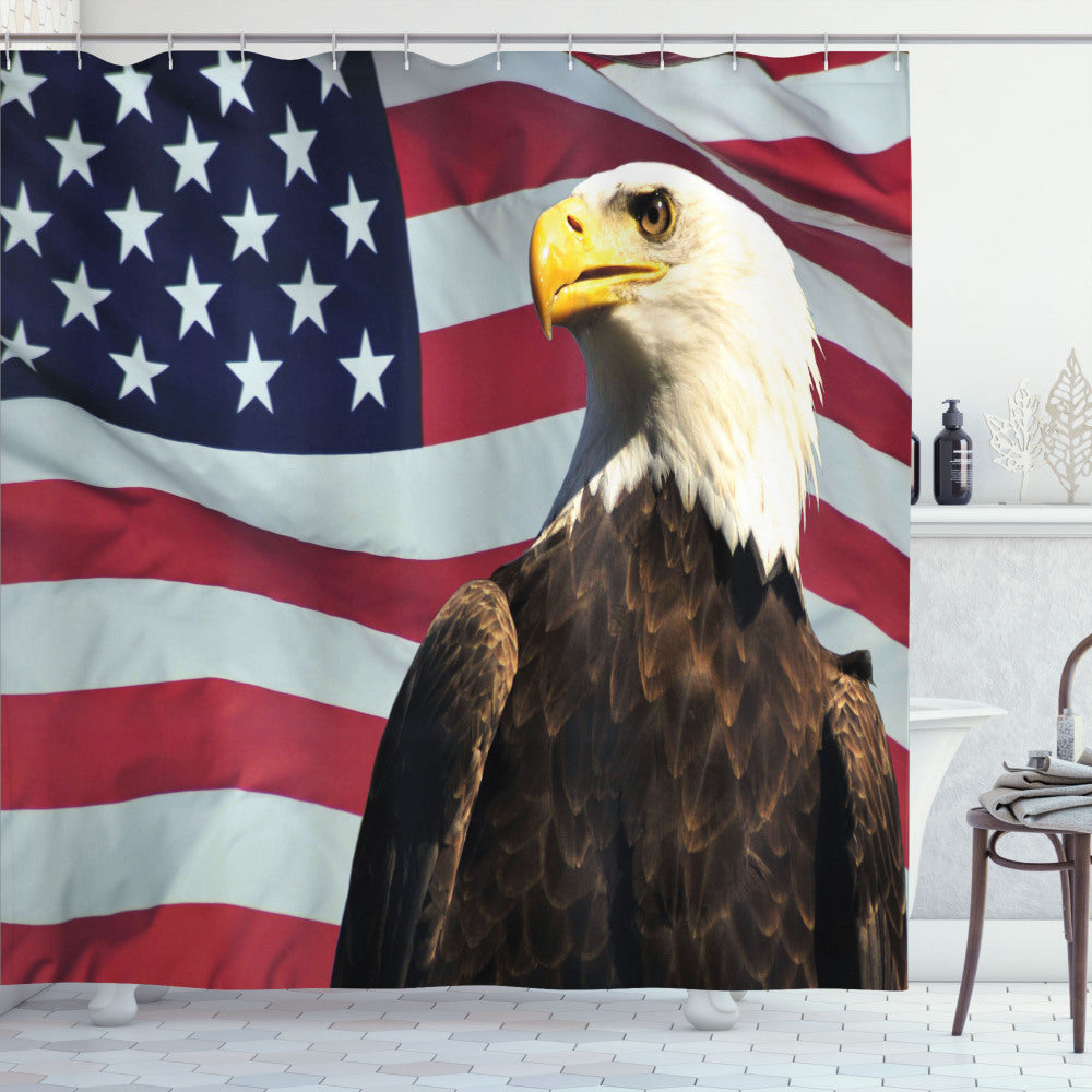 American Flag Country Eagle Multicolor Shower Curtain