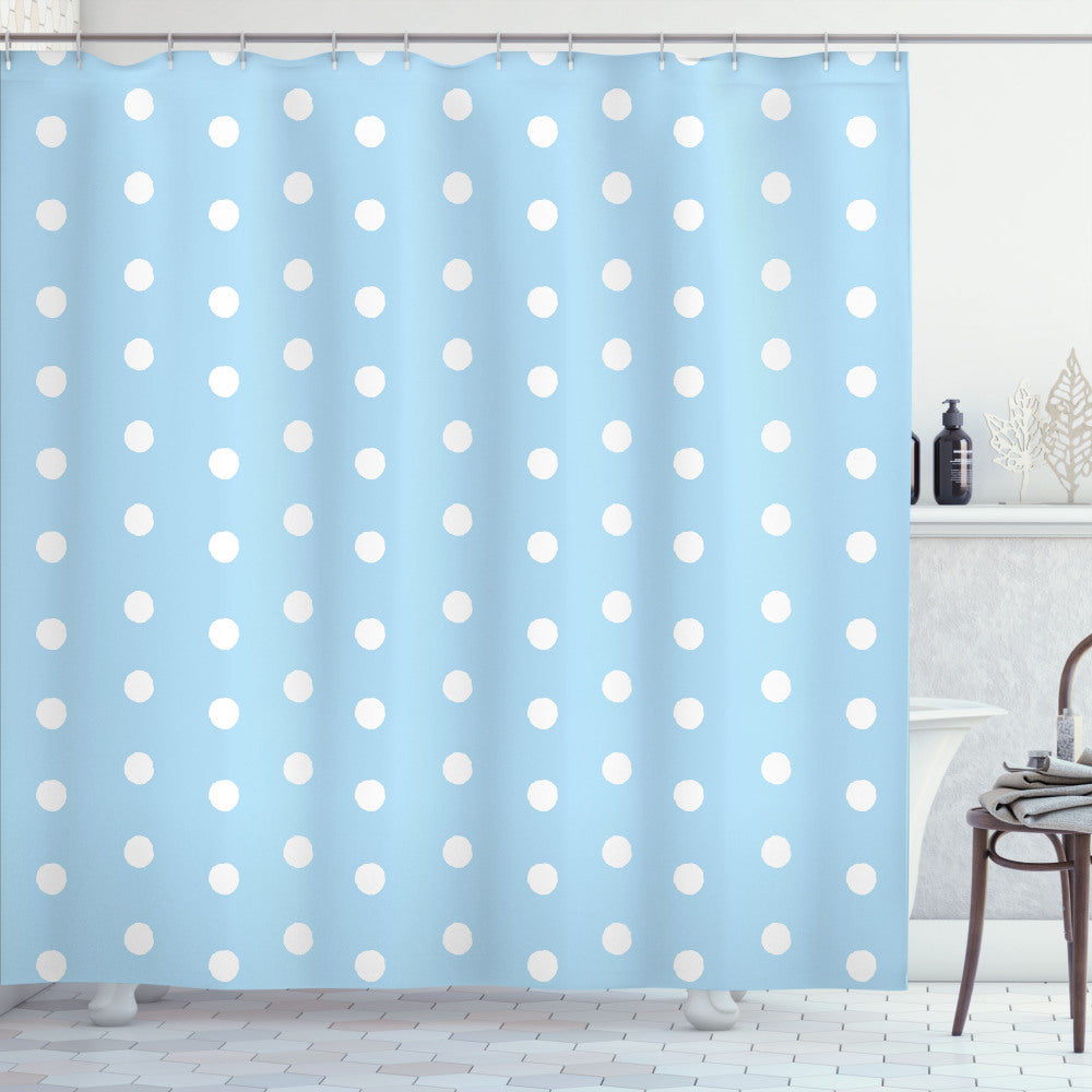 Blue and White Polka Dots on Aqua, Baby Blue, and White Shower Curtain: A Refreshing Update