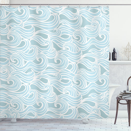 Vintage Victorian Inspired Aqua, Seafoam, and White Shower Curtain