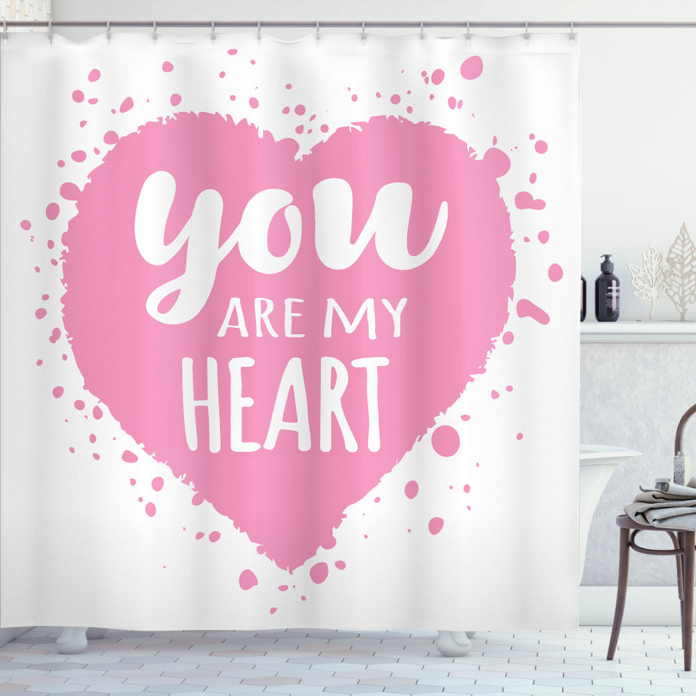 Vintage Valentine Pink and White Heart Design Shower Curtain