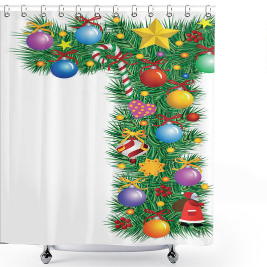 Traditional Tree Style Multicolor Letter T Shower Curtain