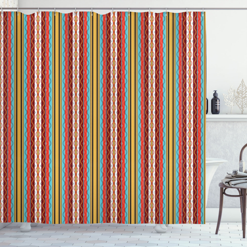 Bohemian Stripe Multicolor Tribal Boho Artwork Print Shower Curtain