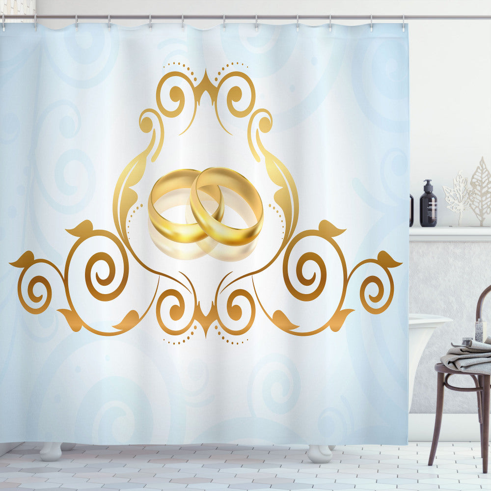 Vintage Classic Ring Shower Curtains - Available in Wedding White, Baby Blue, Caramel, and Yellow