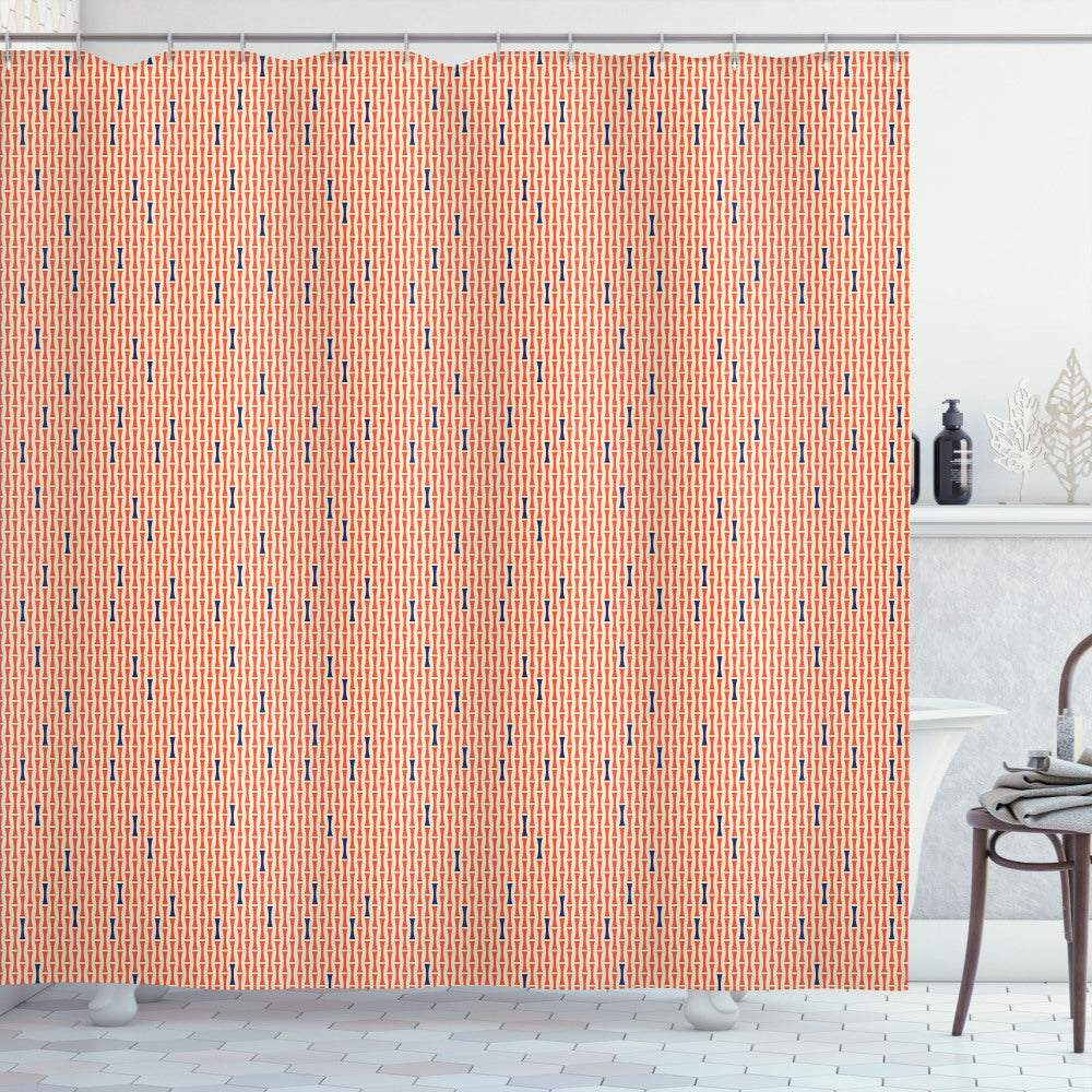 Abstract Bicolour Modern Pattern in Indigo, Burnt Sienna, and Eggshell - Stylish Shower Curtain