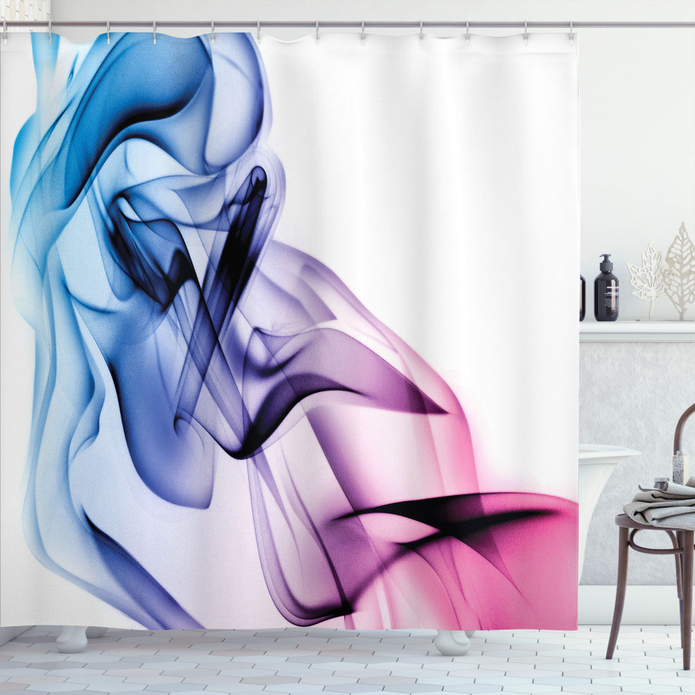 Abstract Fusion of Fuchsia and Blue in Colorful Smoke Flow Shower Curtain