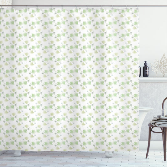 Botanical Pastel Green Exotic Leaves Shower Curtain Art