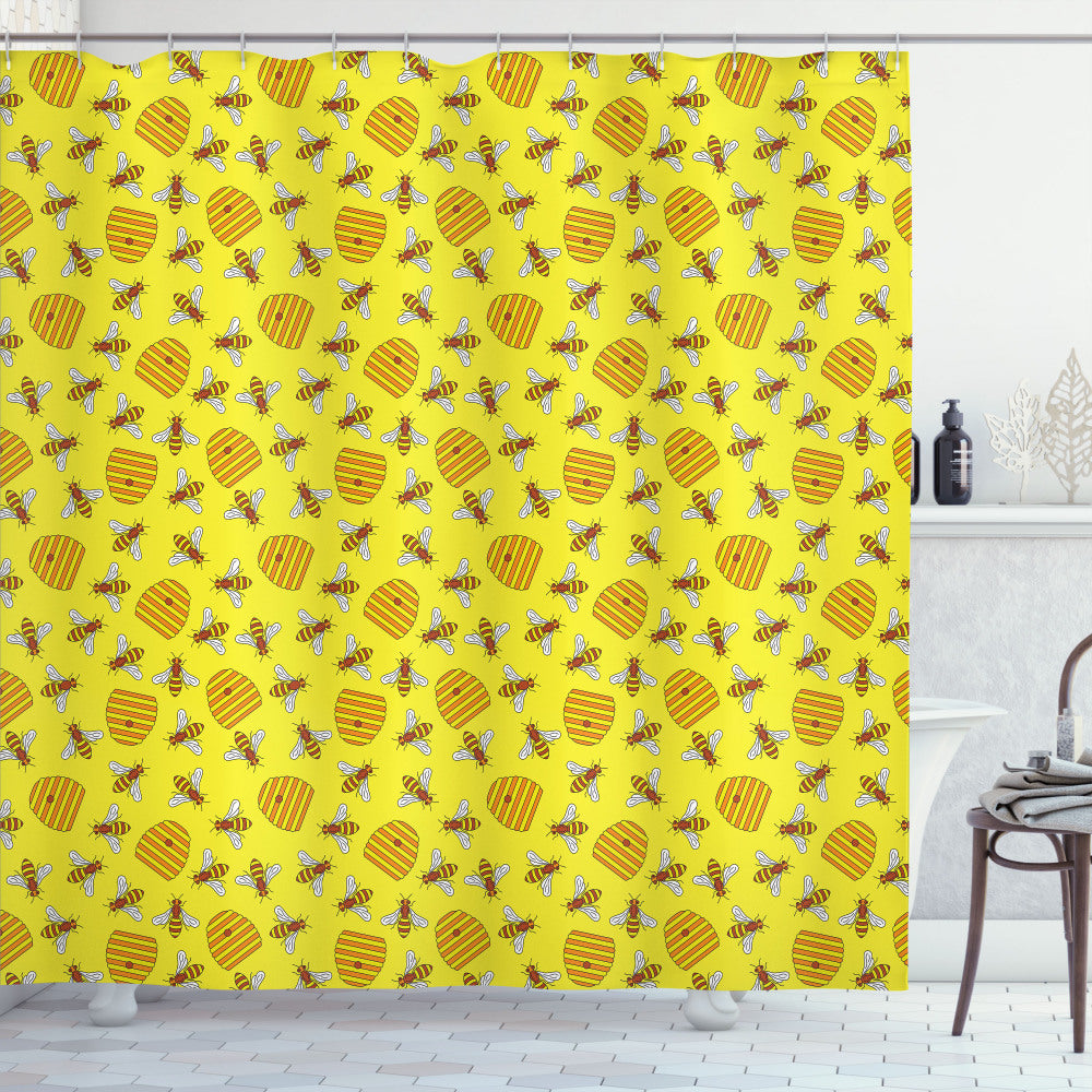 Bee-Inspired Multicolor Beekeeping Nature Themed Shower Curtain