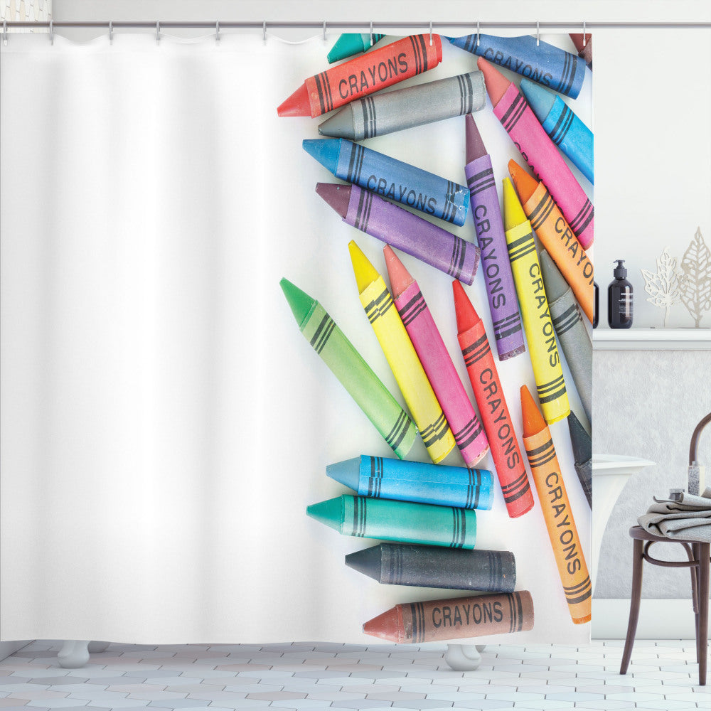 Vibrant Crayon Art Shower Curtains: Colorful Painting Crafts with Multicolor Twist