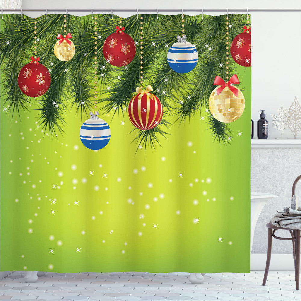 Christmas Multicolor Hanging Ornaments Shower Curtain